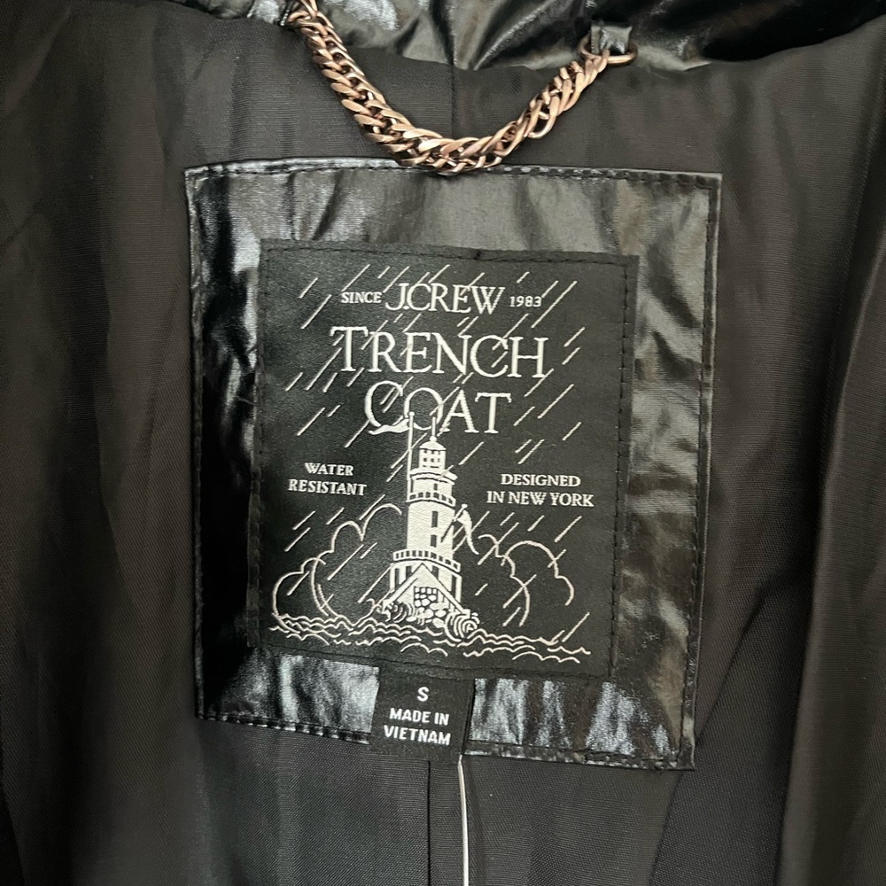 J. Crew Rain or Shine Trench Coat Black Size Small NWT - Picture 9 of 9